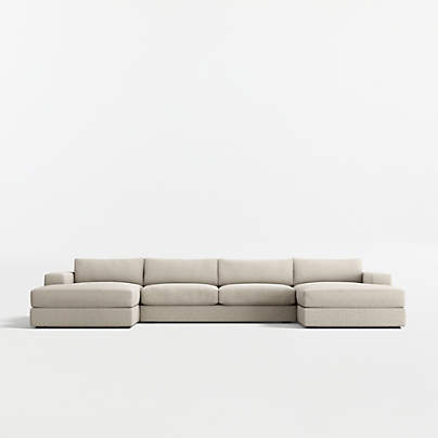 Oceanside Low 3-Piece U-Shaped Sectional Sofa with Double Chaise Lounge