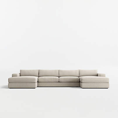 Oceanside Low 3-Piece U-Shaped Sectional Sofa with Double Chaise Lounge