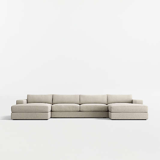 Oceanside Low 3-Piece U-Shaped Sectional Sofa with Double Chaise Lounge