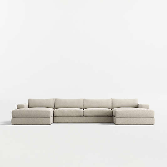 Oceanside Low 3-Piece U-Shaped Sectional Sofa with Double Chaise Lounge