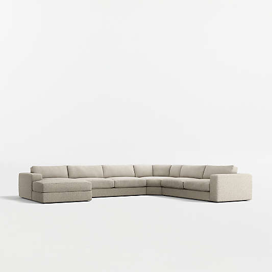 Oceanside Low 4-Piece L-Shaped Wedge Sectional Sofa with Chaise Lounge