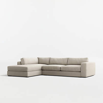 Oceanside Deep Low 2-Piece L-Shaped Sectional Sofa with Corner Bumper
