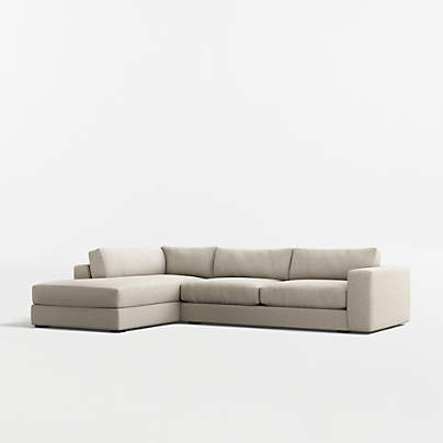 Oceanside Deep Low 2-Piece L-Shaped Sectional Sofa with Corner Bumper