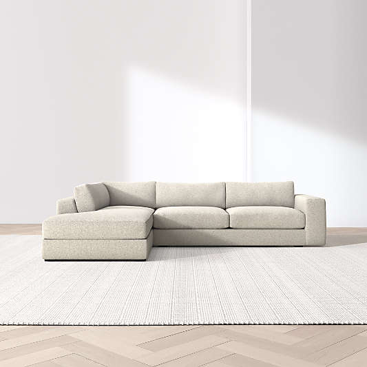 Oceanside Deep Low 2-Piece L-Shaped Sectional Sofa with Corner Bumper