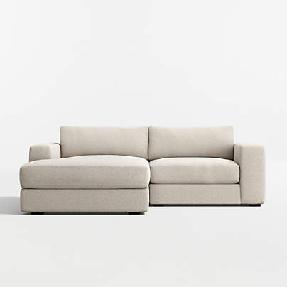 Oceanside Deep Low 2-Piece Small Space Sectional Sofa with Chaise Lounge