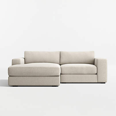 Oceanside Deep Low 2-Piece Small Space Sectional Sofa with Chaise Lounge