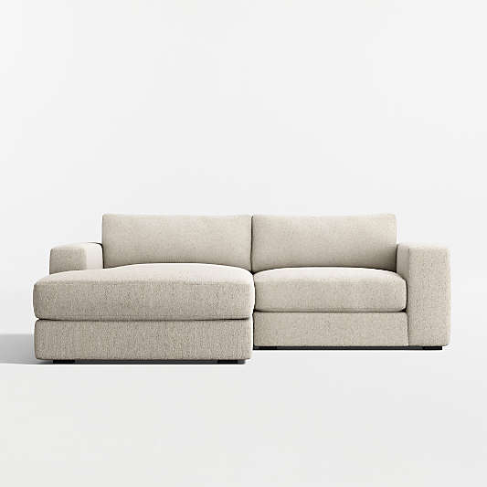 Oceanside Deep Low 2-Piece Small Space Sectional Sofa with Chaise Lounge