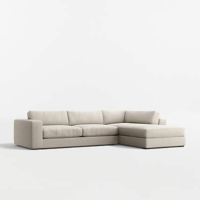 Oceanside Deep Low 2-Piece L-Shaped Sectional Sofa with Corner Bumper