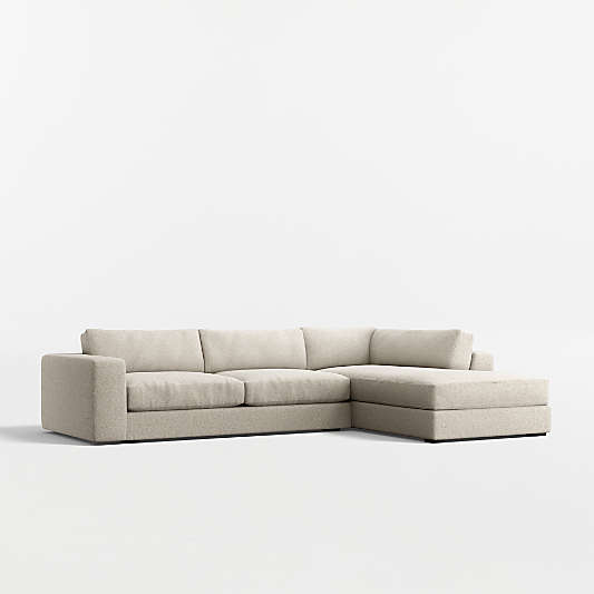 Oceanside Deep Low 2-Piece L-Shaped Sectional Sofa with Corner Bumper