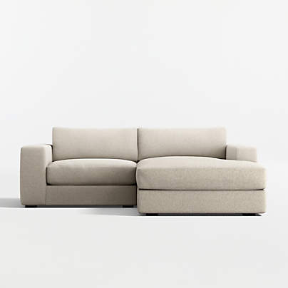 Oceanside Deep Low 2-Piece Small Space Sectional Sofa with Chaise Lounge