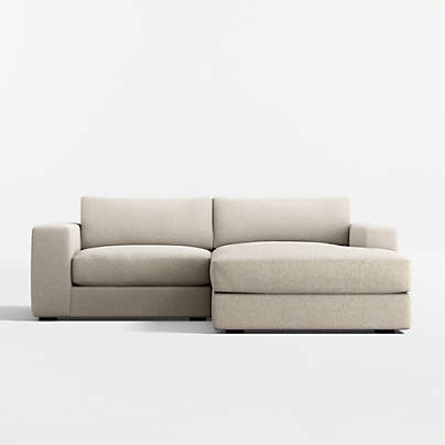 Oceanside Deep Low 2-Piece Small Space Sectional Sofa with Chaise Lounge