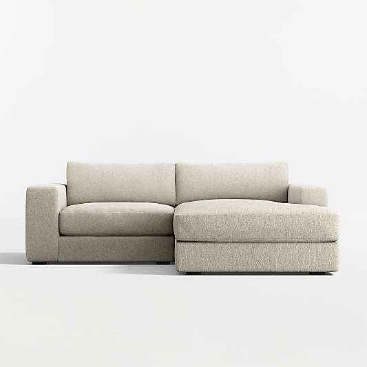Oceanside Deep Low 2-Piece Small Space Sectional Sofa with Chaise Lounge