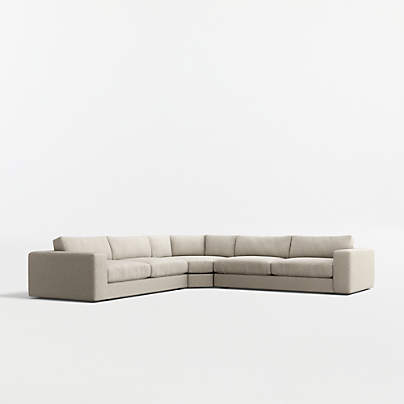 Oceanside Deep Low 3-Piece L-Shaped Wedge Sectional Sofa