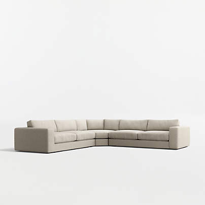 Oceanside Deep Low 3-Piece L-Shaped Wedge Sectional Sofa