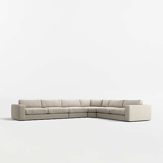 Oceanside Deep Low 4-Piece L-Shaped Wedge Sectional Sofa