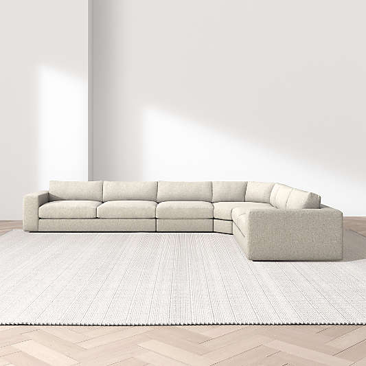 Oceanside Deep Low 4-Piece L-Shaped Wedge Sectional Sofa