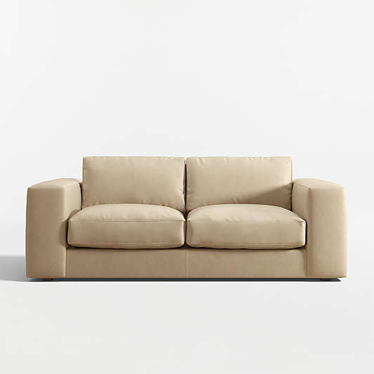 Oceanside Deep Low 77.5" Leather Apartment Sofa