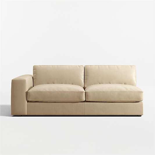 Oceanside Low Leather Deep-Seat Left-Arm Sofa Sectional Piece