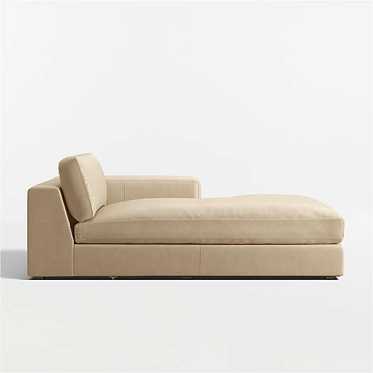 Oceanside Deep Low Leather Right-Arm Chaise Lounge Sectional Piece