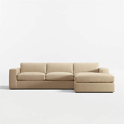 Oceanside Leather Deep-Seat 2-Piece Chaise Sectional Sofa