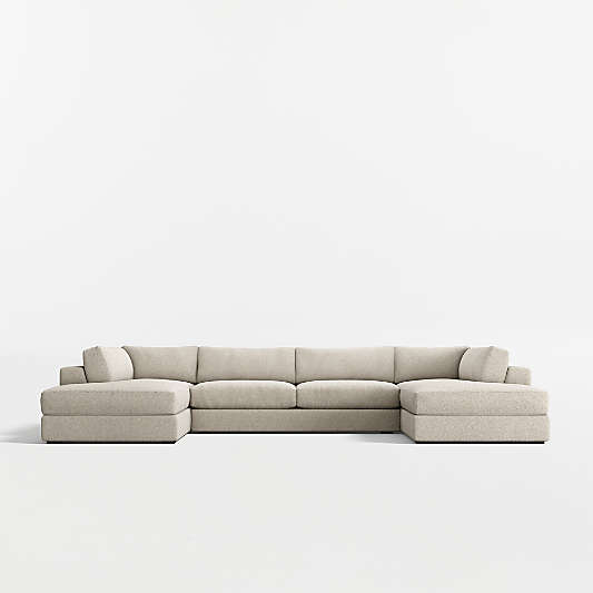 Oceanside Deep Low 3-Piece U-Shaped Sectional Sofa with Double Corner Bumper