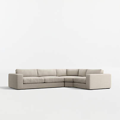 Oceanside Deep Low 3-Piece L-Shaped Wedge Sectional Sofa