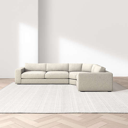 Oceanside Deep Low 3-Piece L-Shaped Wedge Sectional Sofa