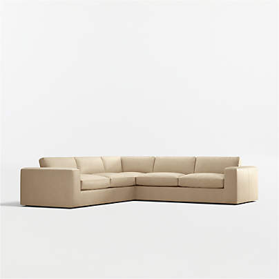 Oceanside Leather Deep-Seat 3-Piece L-Shaped Sectional Sofa