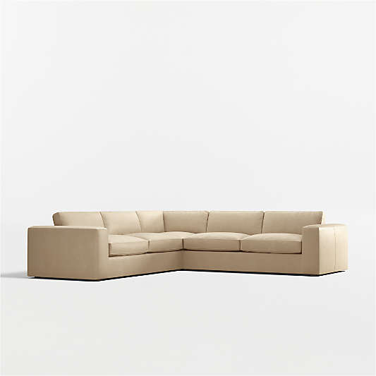 Oceanside Leather Deep-Seat 3-Piece L-Shaped Sectional Sofa