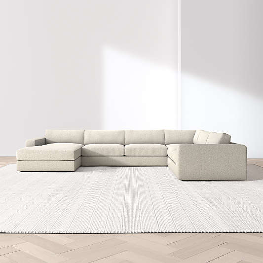 Oceanside Deep Low 4-Piece L-Shaped Sectional Sofa with Chaise Lounge
