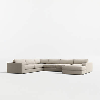 Oceanside Deep Low 4-Piece L-Shaped Sectional Sofa with Chaise Lounge
