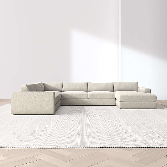 Oceanside Deep Low 4-Piece L-Shaped Sectional Sofa with Chaise Lounge