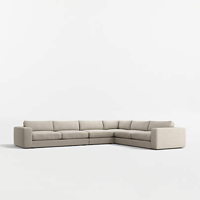 Oceanside Deep Low 4-Piece L-Shaped Sectional Sofa