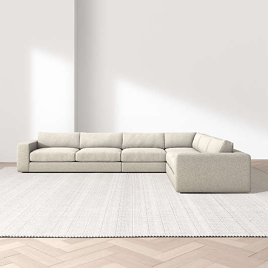 Oceanside Deep Low 4-Piece L-Shaped Sectional Sofa