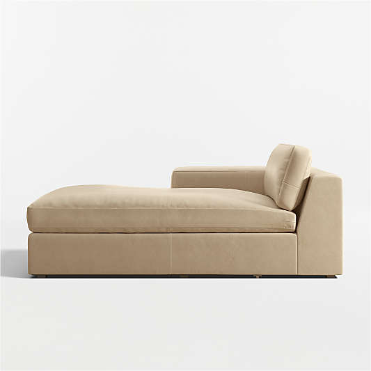 Oceanside Deep Leather Left-Arm Chaise Lounge Sectional Piece