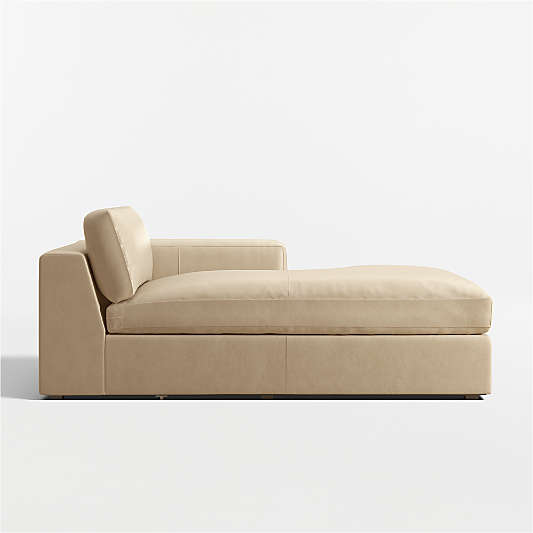 Oceanside Deep Leather Right-Arm Chaise Lounge Sectional Piece
