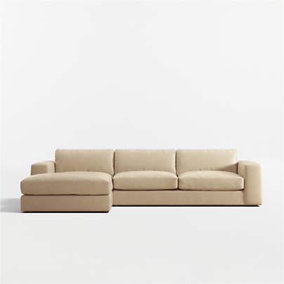 Oceanside Low Leather 2-Piece Left-Arm Chaise Sectional Sofa