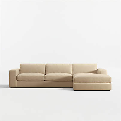 Oceanside Low Leather 2-Piece Right-Arm Chaise Sectional Sofa