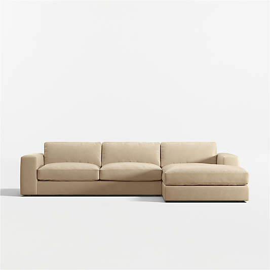 Oceanside Low Leather 2-Piece Right-Arm Chaise Sectional Sofa