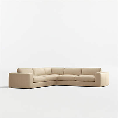 Oceanside Low 3-Piece L-Shaped Leather Sectional Sofa