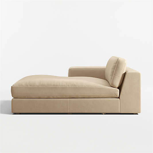 Oceanside Low Leather Left-Arm Chaise Lounge Sectional Piece