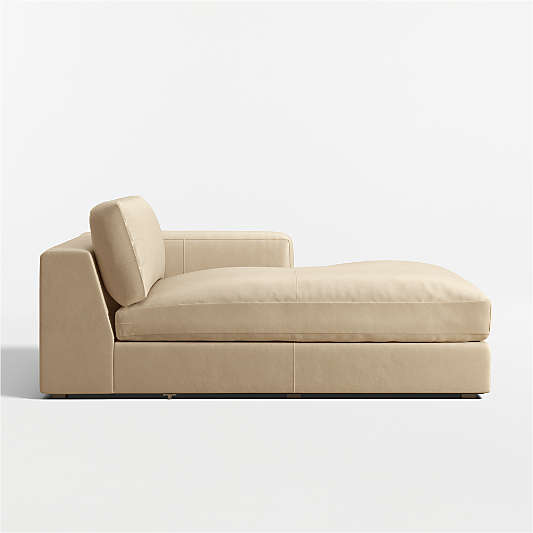 Oceanside Low Leather Right-Arm Chaise Lounge Sectional Piece