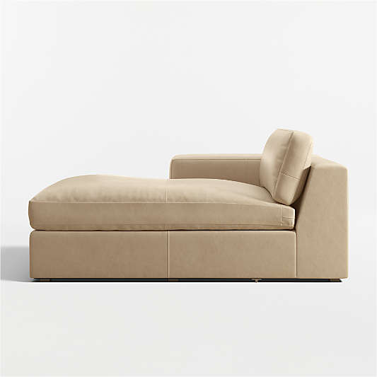 Oceanside Leather Left-Arm Chaise Lounge Sectional Piece