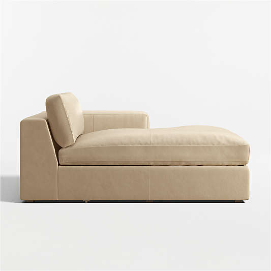 Oceanside Leather Right-Arm Chaise Lounge Sectional Piece