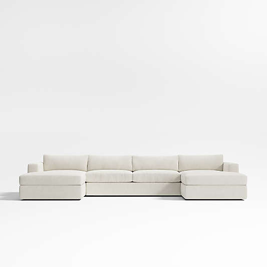 Oceanside Deep 3-Piece U-Shaped Sectional Sofa with Double Chaise Lounge