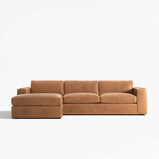 Oceanside Leather 2-Piece Chaise Sectional Sofa