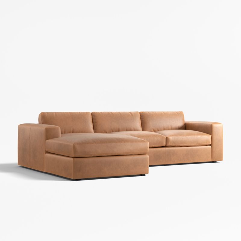 Oceanside Leather Deep-Seat 2-Piece Chaise Sectional Sofa - image 3 of 6