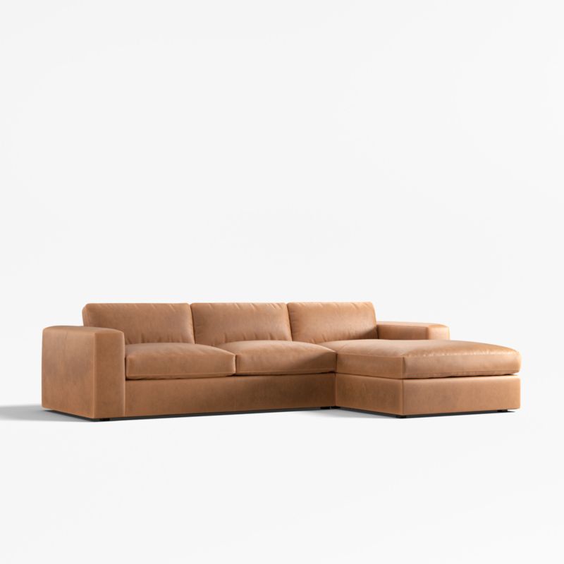 Oceanside Leather Deep-Seat 2-Piece Chaise Sectional Sofa - image 3 of 6