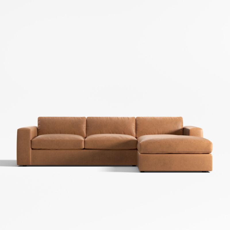 Oceanside Leather Deep-Seat 2-Piece Chaise Sectional Sofa - image 1 of 6