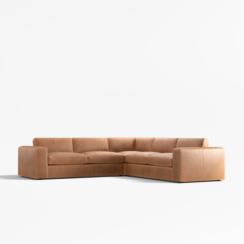 Oceanside Leather Deep-Seat 3-Piece L-Shaped Sectional Sofa - image 5 of 6